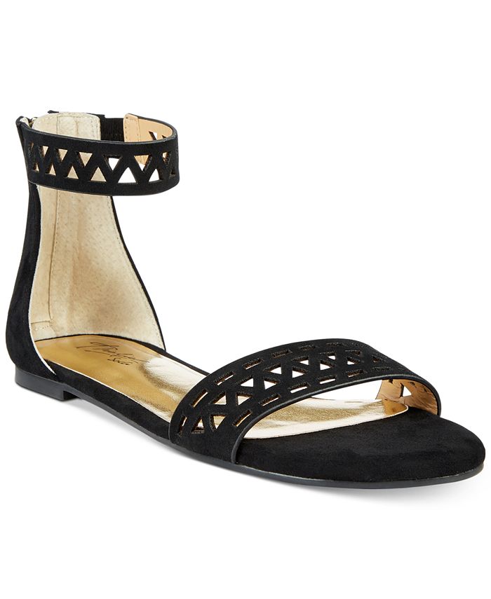 Thalia Sodi Women's Jacey Fabric Open Toe Casual Ankle Strap Sandel Black Size 8.5 M