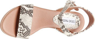 Steve Madden Women's April Heeled Sandal, natural snake Size 5.5 M