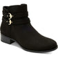 Charter Club Women's Buckle Accent Cushioned Jaimee Almond Toe Block Heel Zip up Booties Black Size 10.5 M