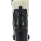 Marc Fisher Women's Padded Zipper Accent Lace up Cap Toe Lug Sole Fur Trim Lansly Round Toe Block Heel Zip up Booties Black Size 9.5M
