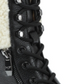 Marc Fisher Women's Padded Zipper Accent Lace up Cap Toe Lug Sole Fur Trim Lansly Round Toe Block Heel Zip up Booties Black Size 9.5M