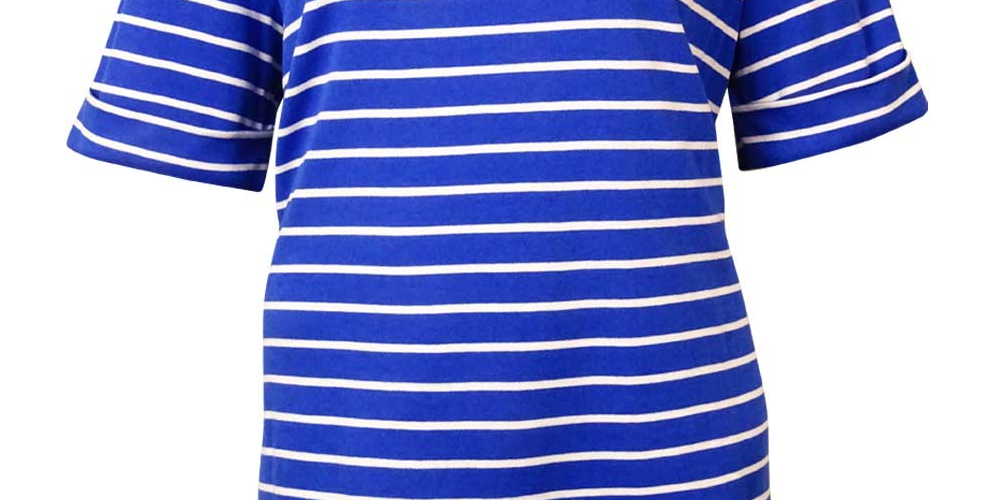 American Rag Women's Boat Neck Striped Knit Top Brown Size 9.5 M