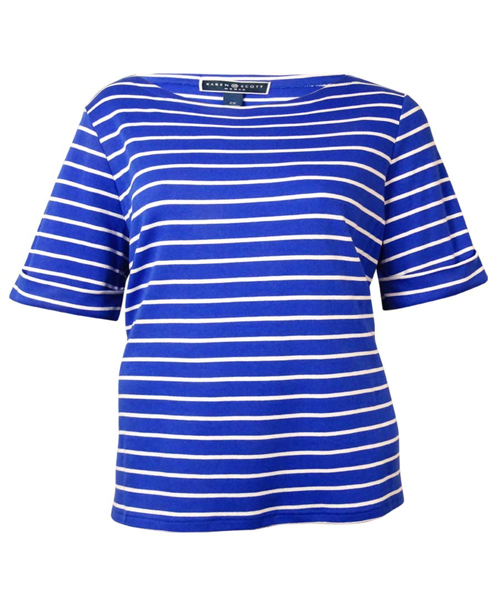 American Rag Women's Boat Neck Striped Knit Top Brown Size 9.5 M