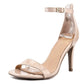 Material Girl Women's Blaire4 Fabric Open Toe Special Occasion Ankle Strap San Brown Size 7.5 W