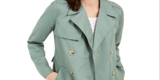 Charter Club Petite Classic Trench Coat  Green Size PL