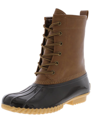 Sporto Women's Ariel Faux Leather Ankle Rain Boots Brown Size 6 M