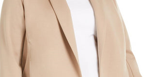 Eileen Fisher Women's Pocketed Notch Collar Back Vent Long Sleeve Wear to Work Jacket Beige Size 2X