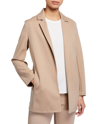 Eileen Fisher Women's Pocketed Notch Collar Back Vent Long Sleeve Wear to Work Jacket Beige Size 2X