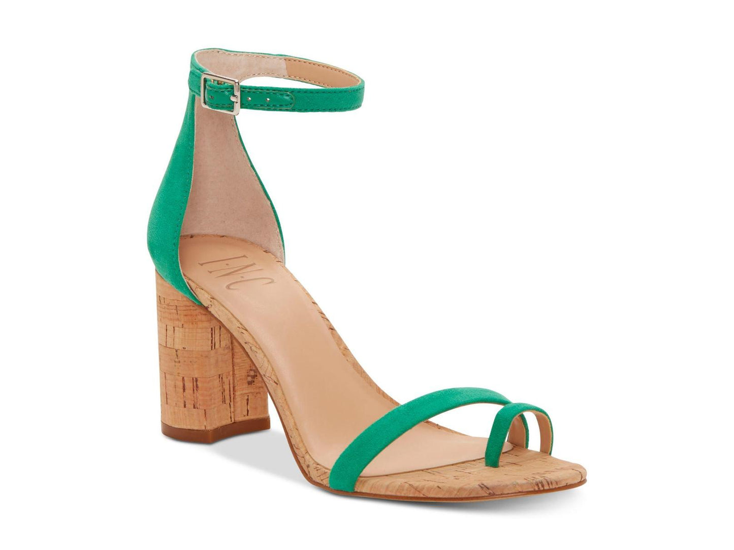 INC International Concepts Women's Wanada Block Heel Ankle Strap Dress Sandals Green Size 7.5 M
