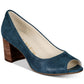 Women's Anne Klein Meredith Peep Toe Pump Leather Blue Size 7.5 M