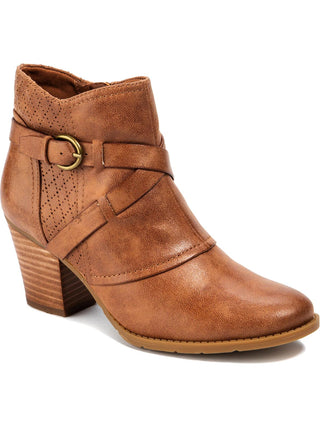 Baretraps Women's Launa Booties Faux Leather Block Heel Brown Size 5.5 M
