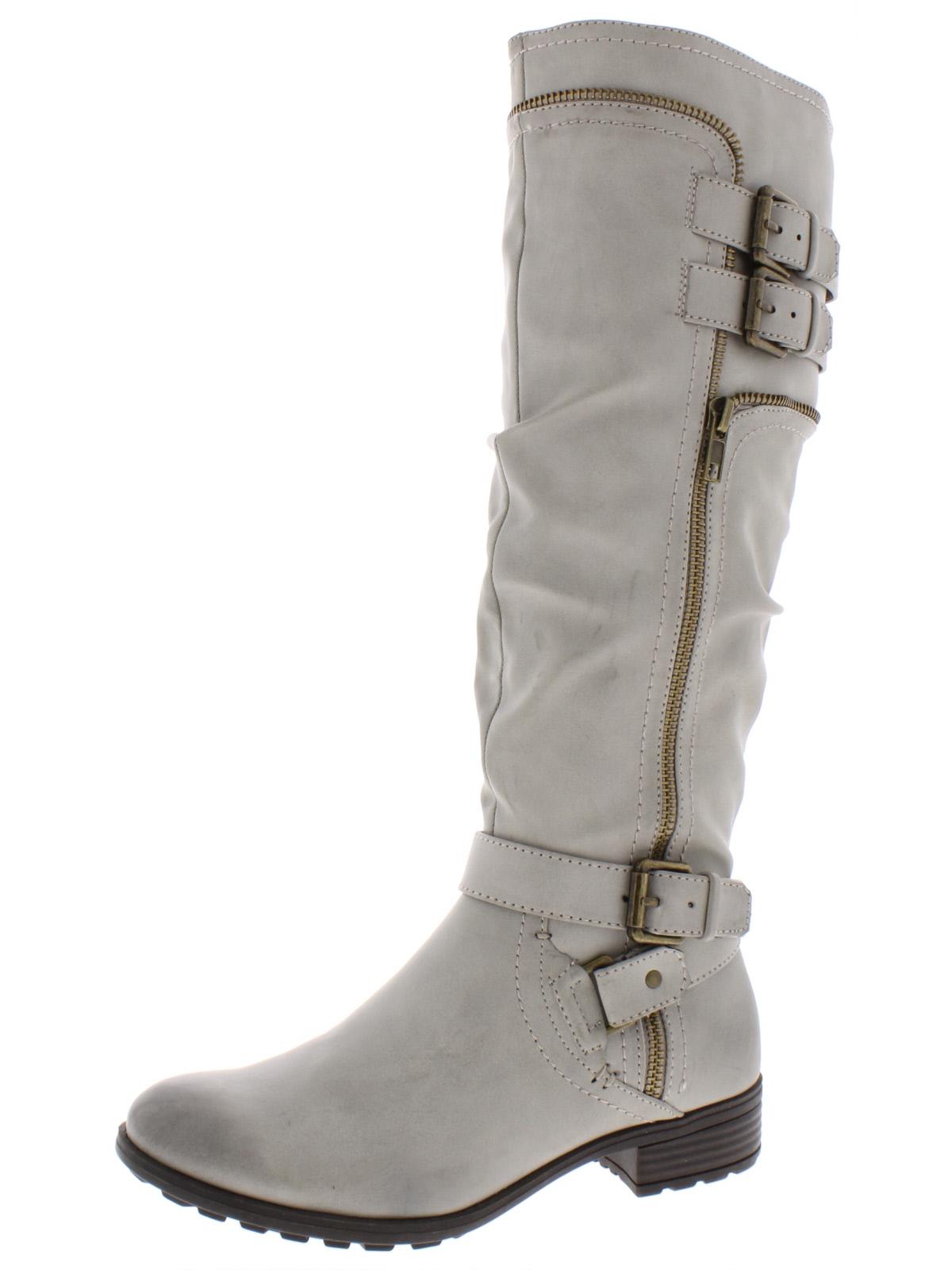White Mountain Women's Remi Faux Leather Riding Boots Gray Size 5.5 M