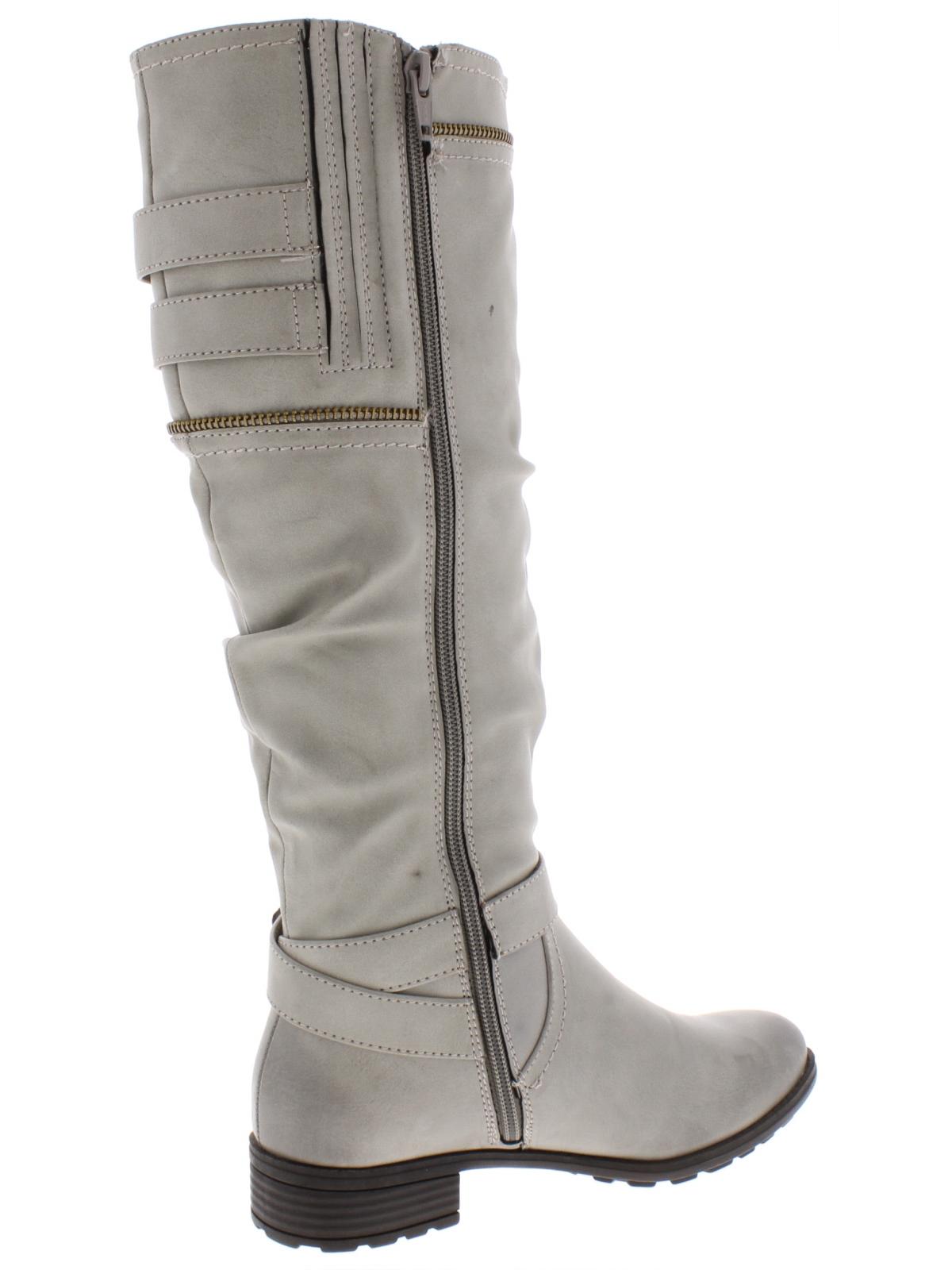 White Mountain Women's Remi Faux Leather Riding Boots Gray Size 5.5 M