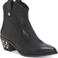 INC International Concepts Women's Memory Foam Studded Cushioned Latisha Pointed Toe Slip on Leather Booties Black Size 5 M