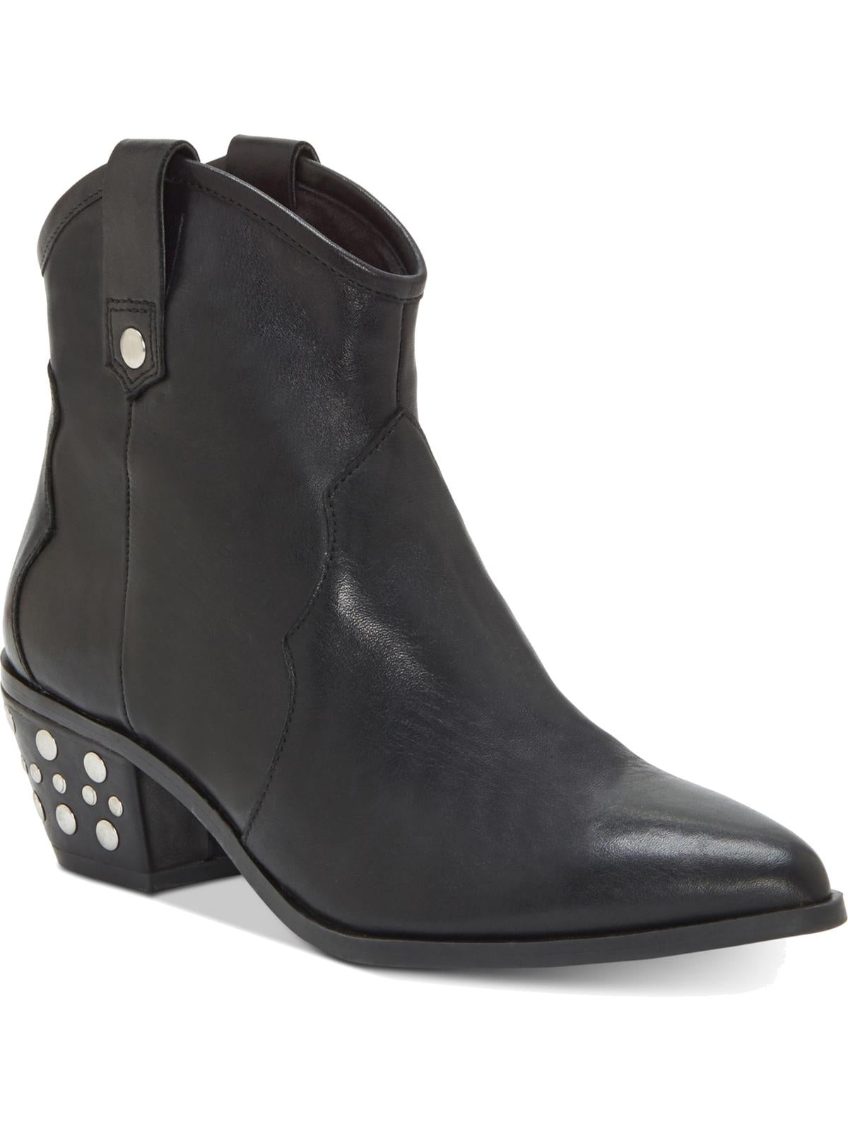 INC International Concepts Women's Memory Foam Studded Cushioned Latisha Pointed Toe Slip on Leather Booties Black Size 5 M