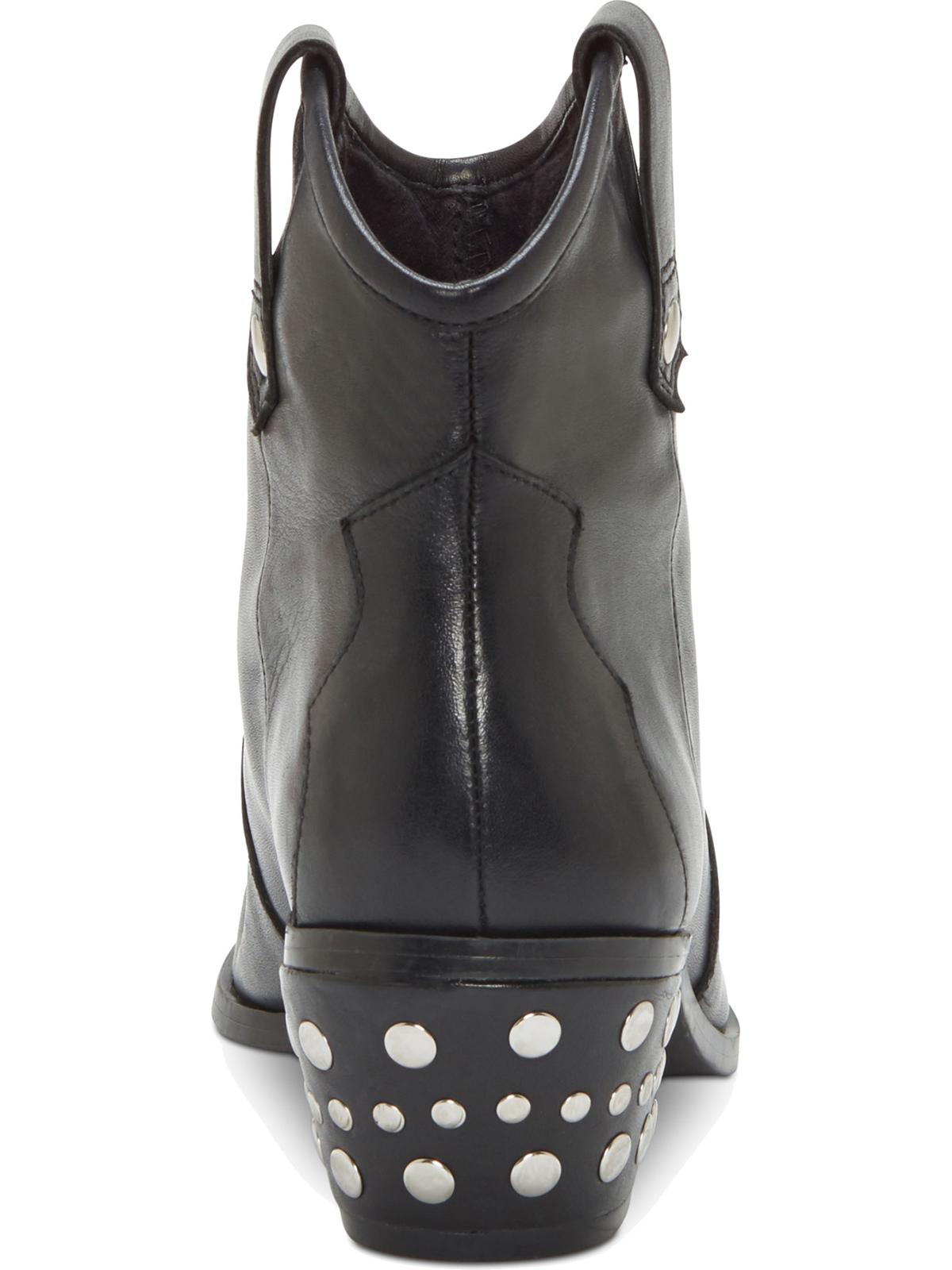 INC International Concepts Women's Memory Foam Studded Cushioned Latisha Pointed Toe Slip on Leather Booties Black Size 5 M