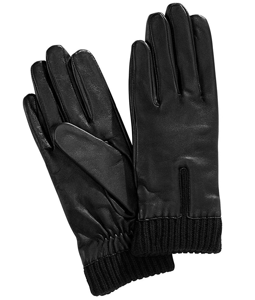 New Charter Club Fleece-Lined Genuine Leather Gloves NWT Black  Size Medium