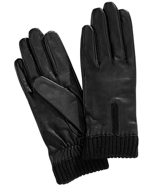 New Charter Club Fleece-Lined Genuine Leather Gloves NWT Black  Size Medium