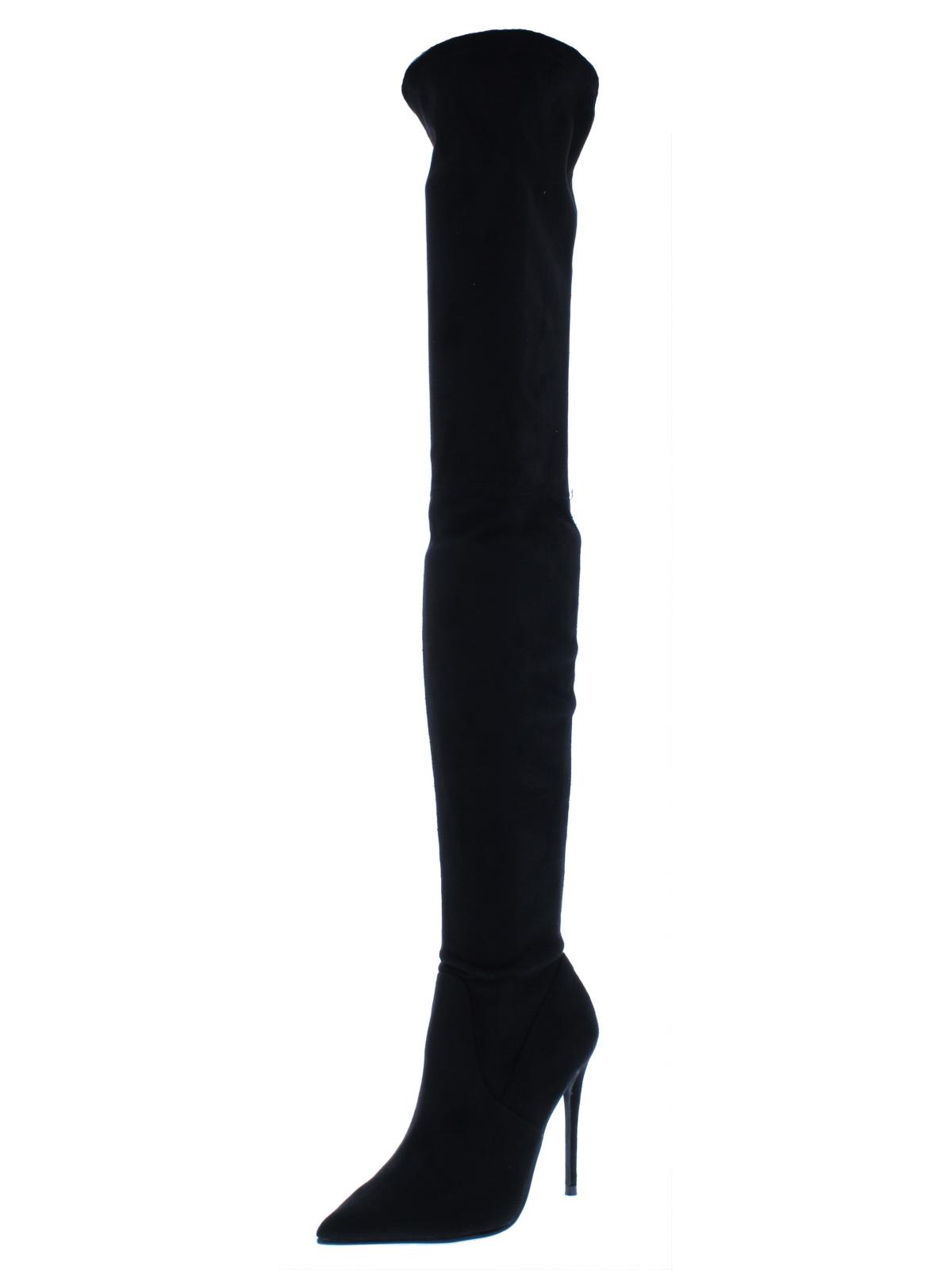 Steve Madden Women's Stretchy Cushioned Dominique Stiletto Dress Heeled Boots Black 6 M