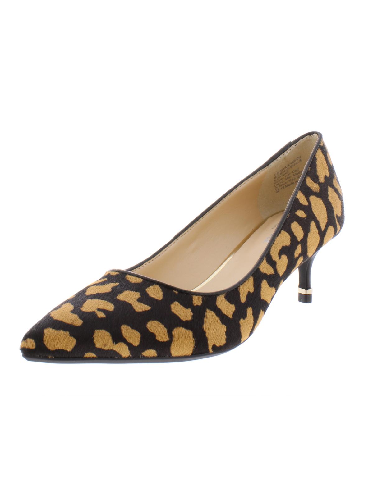 Kenneth Cole Women's Leopard Print Morgan Pointed Toe Kitten Heel Slip on Pumps Brown Size 6.5 M