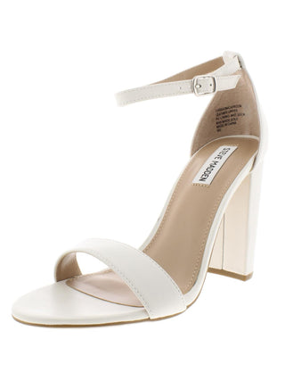 Steven Madden Women's Carrson Ankle Strap Block Heeled Sandals White Size 9.5