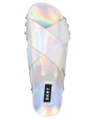 DKNY Women's Wave Open Toe Formal Slide Sandals Gray Size 8