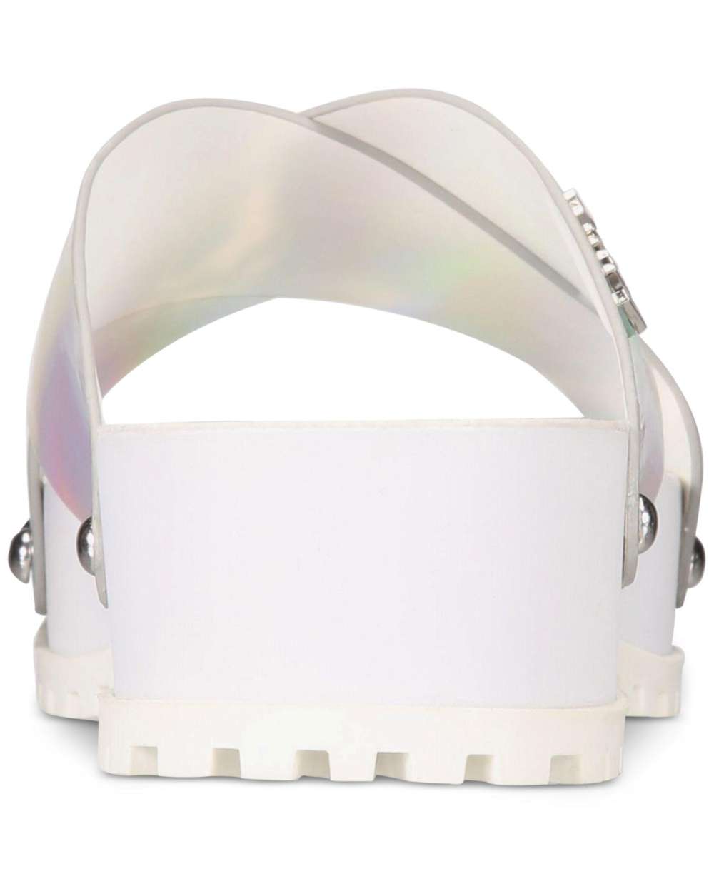 DKNY Women's Wave Open Toe Formal Slide Sandals Gray Size 8