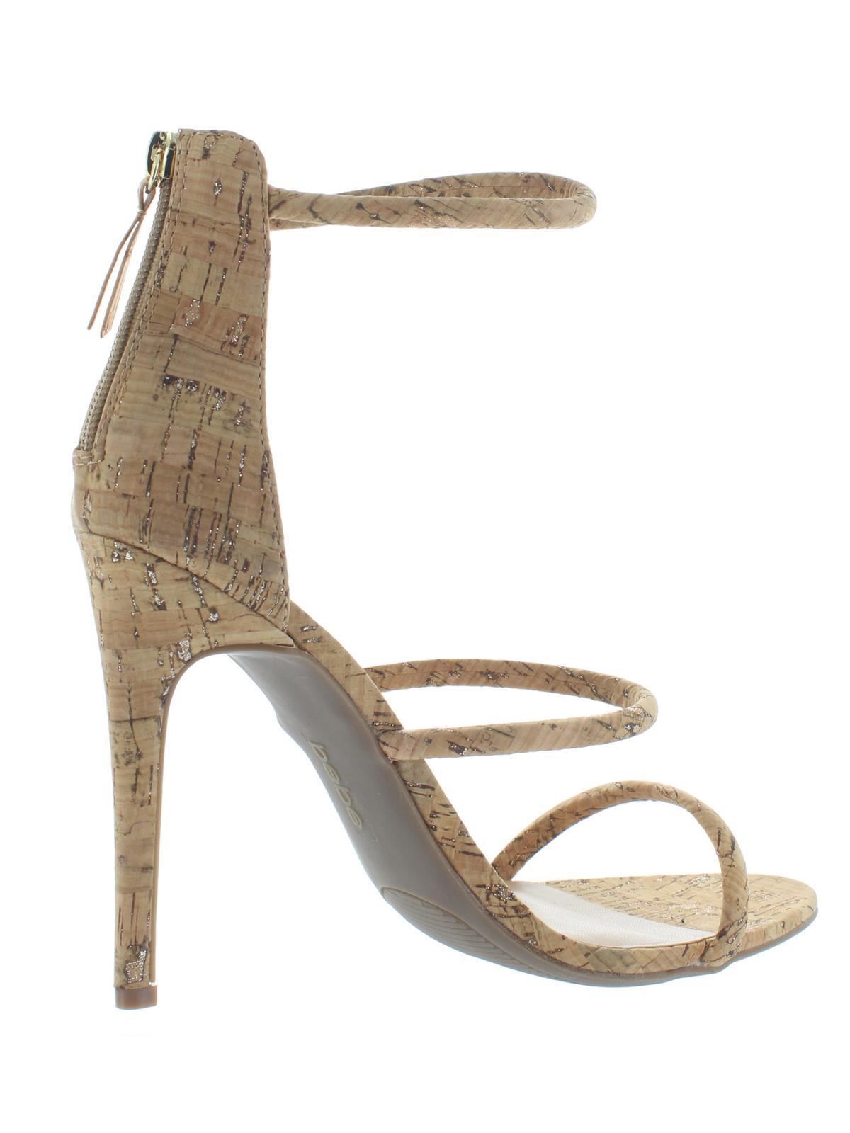Bebe Women's Berdine G Cork Ankle Strap Heel Sandals Gold  Size 5.5M