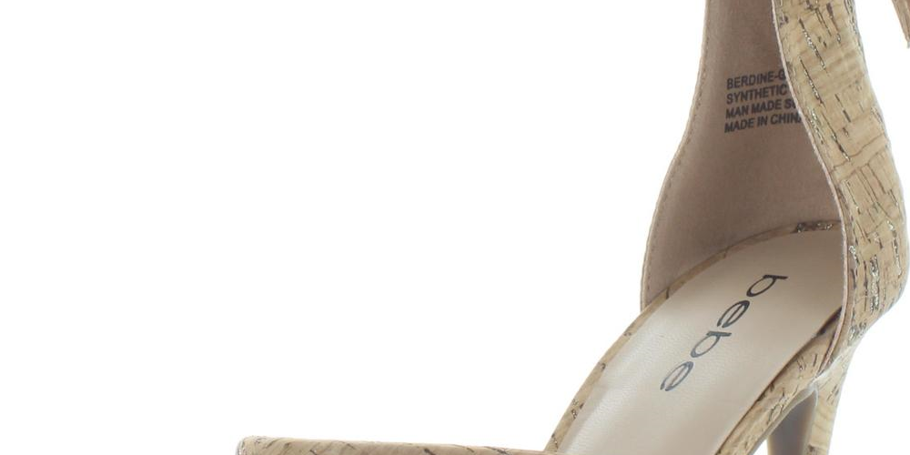 Bebe Women's Berdine G Cork Ankle Strap Heel Sandals Gold  Size 5.5M