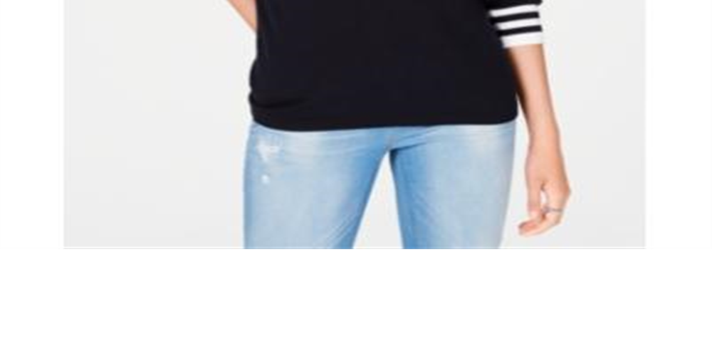 Tommy Hilfiger Women's  Logo Ivy V-Neck Sweater  Sky Captain Multi Black Size XL