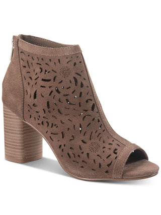 American Rag Women's Round Toe Block Heel Zip up Leather Shootie Brown Size 11 M