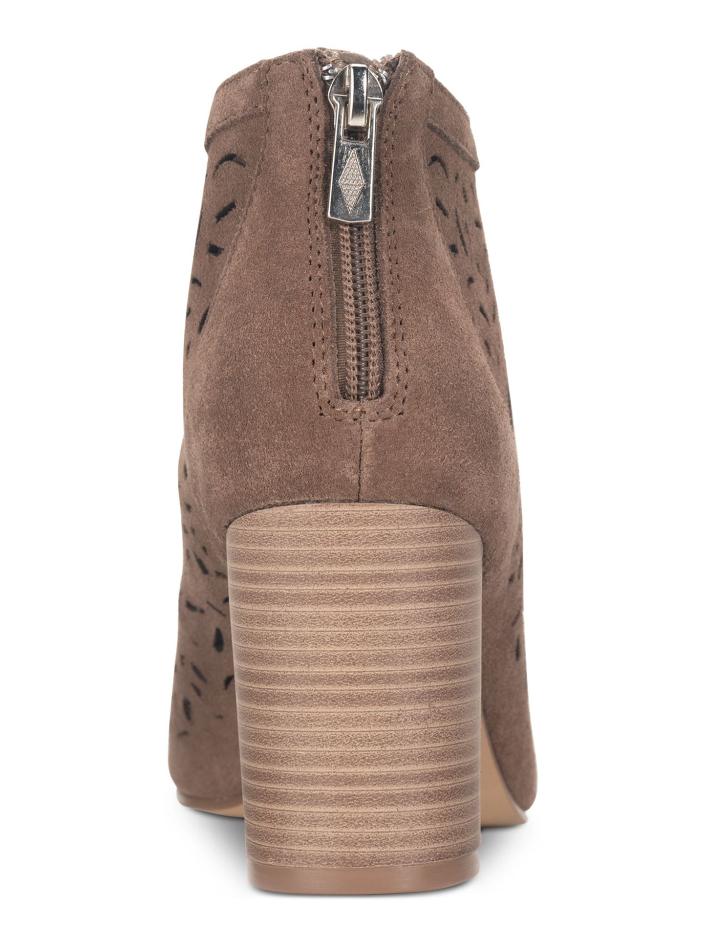 American Rag Women's Round Toe Block Heel Zip up Leather Shootie Brown Size 11 M