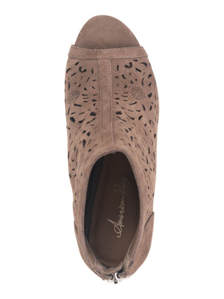 American Rag Women's Round Toe Block Heel Zip up Leather Shootie Brown Size 11 M