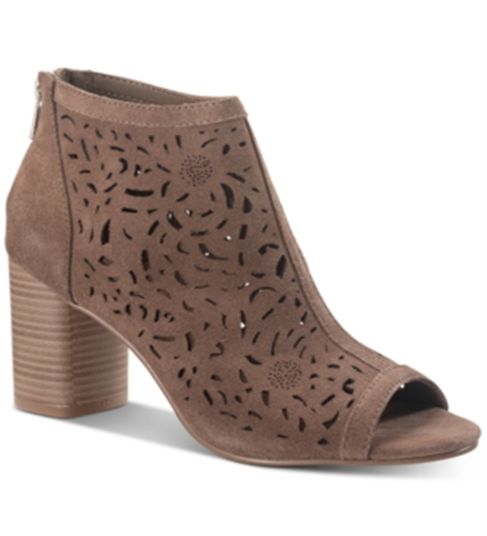 American Rag Women's Round Toe Block Heel Zip up Leather Shootie Brown Size 11 M