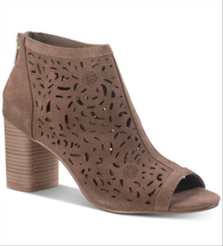 American Rag Women's Round Toe Block Heel Zip up Leather Shootie Brown Size 11 M