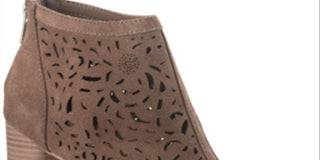 American Rag Women's Round Toe Block Heel Zip up Leather Shootie Brown Size 11 M