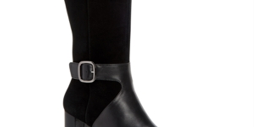 Alfani Women's Nelsonnn Step 'N Flex Tall Wide Calf Dress Boots Black Size 8M-WC