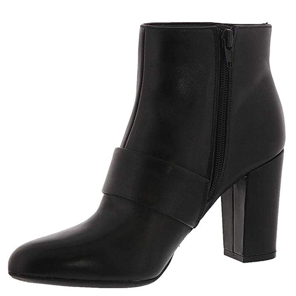 Anne Klein Women's Novo Leather Almond Toe Fashion Boots Black Size -5M