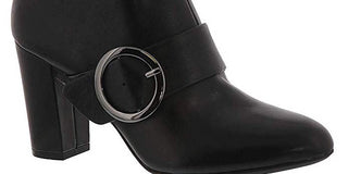 Anne Klein Women's Novo Leather Almond Toe Fashion Boots Black Size -5M