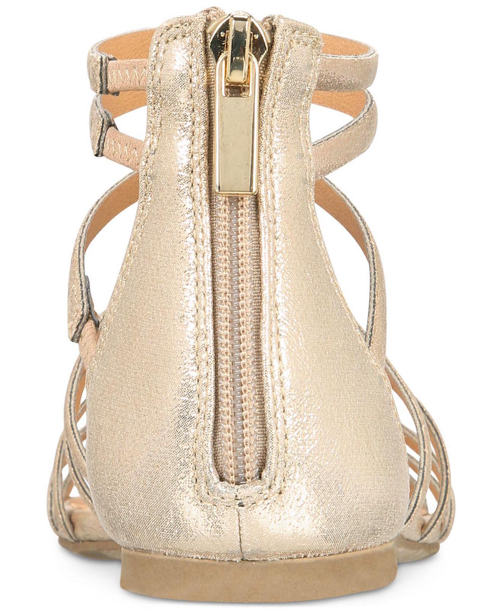 Material Girl Women's Sira Fabric Open Toe Casual Sandals Gold Size -7.5M