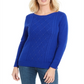 Karen Scott Women's Cable-Knit Beaded Sweater  Bright Blue Size XS