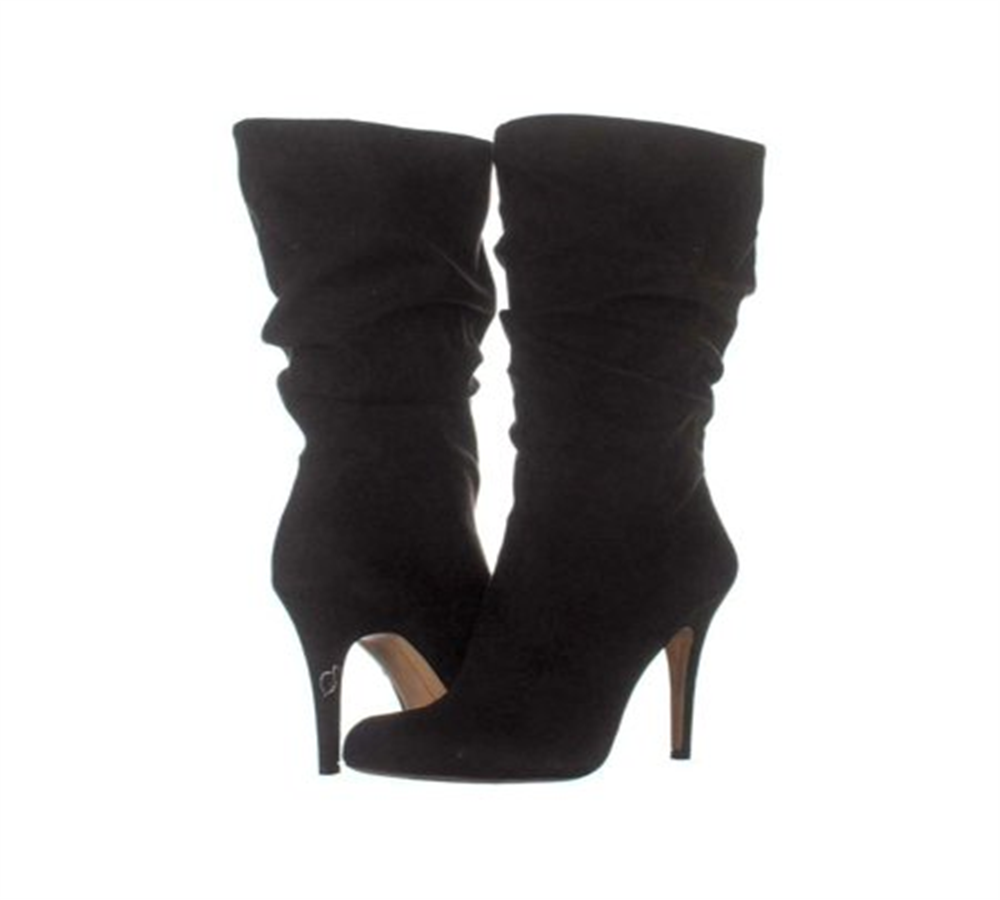 INC International Concepts Women's Tahjai Fabric Pointed Toe Mid Calf Fashion Black Size 10 M