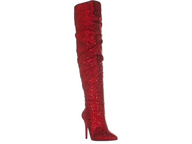 Jessica Simpson Women's Luxella Fabric Pointed Toe Over Knee Red Size 6M