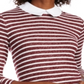 Maison Jules Women's Striped Faux Layer Top  Ruby Wine Red Size 2XL
