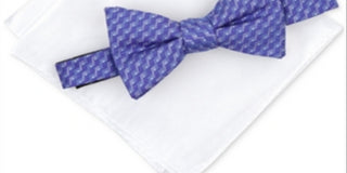 Alfani Men's Geometric Pre-Tied Bow Tie & Solid Pocket Square Set  Purple One Size