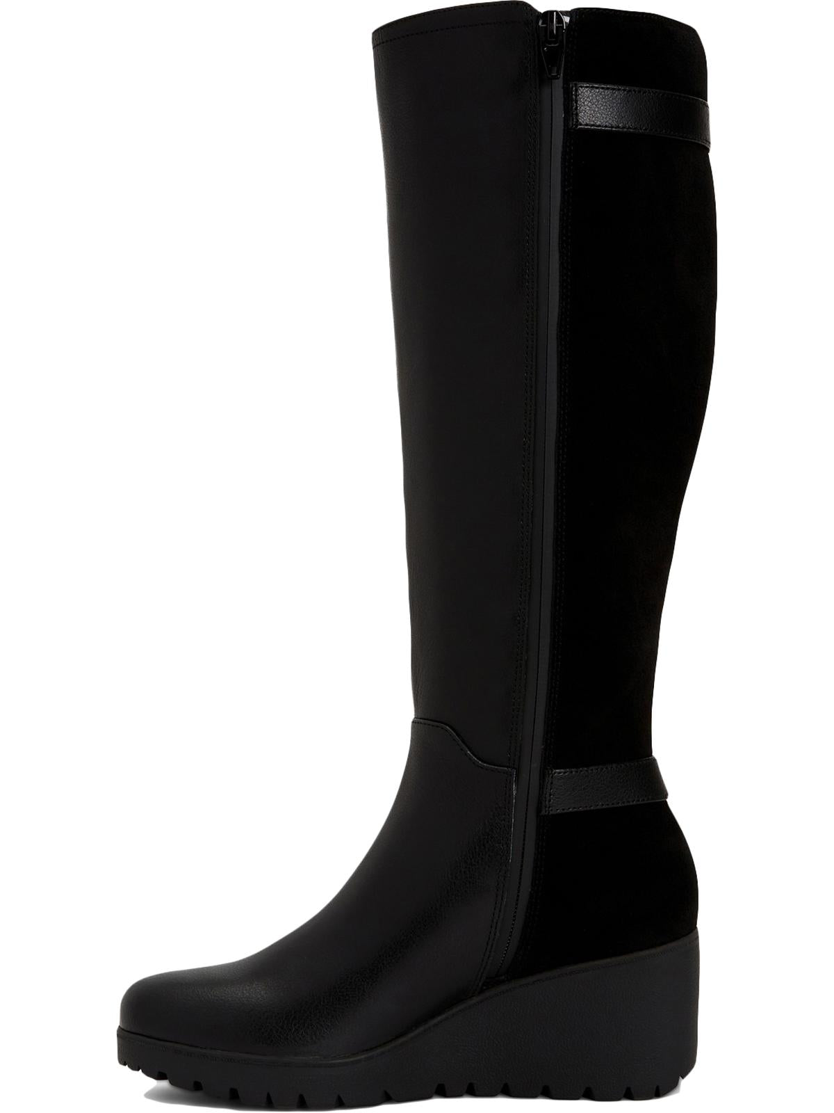 Giani Bernini Women's Buckle Accent Round Toe Wedge Zip up Dress Boots Black Size 12 M
