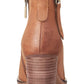 Aqua Women's Almond Toe Stacked Heel Zip up Leather Booties Brown Size 9.5 M
