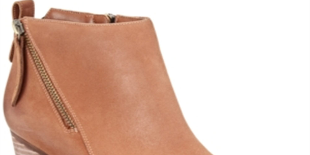 Aqua Women's Almond Toe Stacked Heel Zip up Leather Booties Brown Size 9.5 M