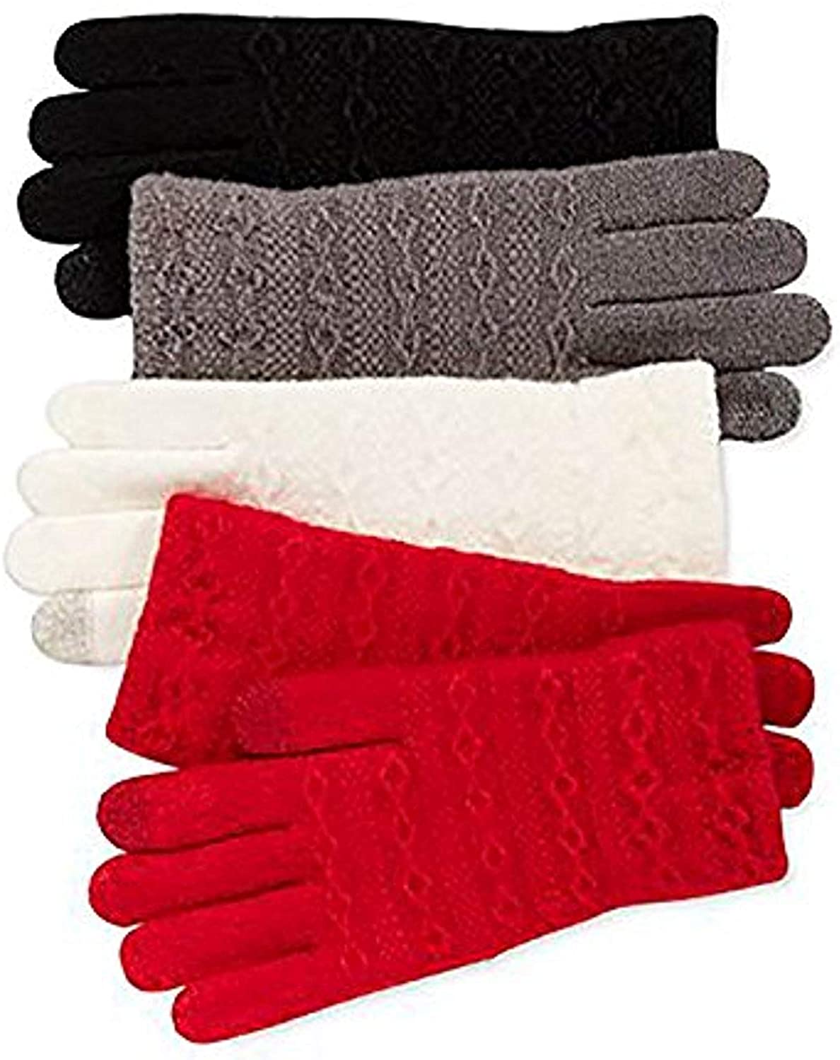 Steve Madden Women's Cable Knit Touch Gloves Black Size One Size
