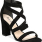 Bar III Women's Strappy Ankle Strap Padded Blythe Round Toe Block Heel Zip up Dress Sandals Black Size 9.5M